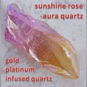 sunshine rose AURA QUARTZ crystal stone rock point CHAKRA healing GOLD 04